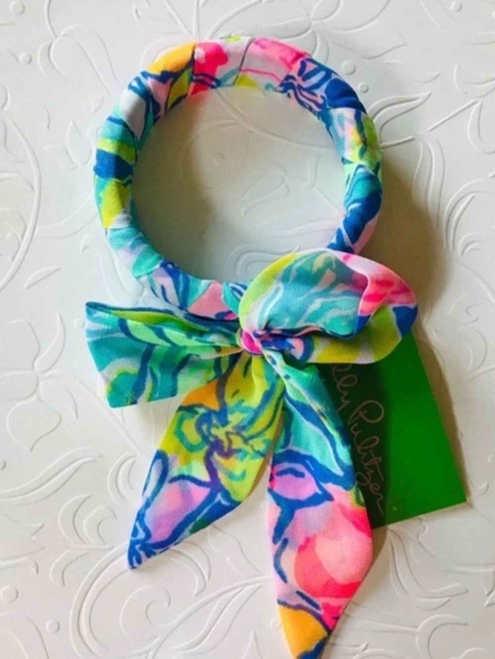 Lilly Pulitzer fabric wrapped bangle in surf Gypsea print NWT